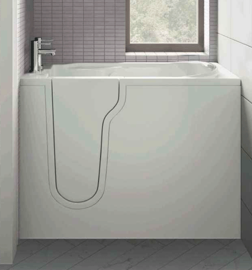 The image shows the left hand option of the Athena Deep Soak Bath in a bathroom setting