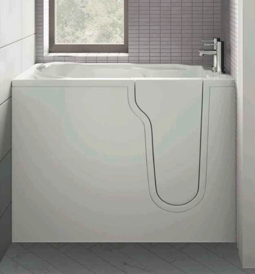 The image shows the left hand option of the Athena Deep Soak Bath within a bathroom setting.
